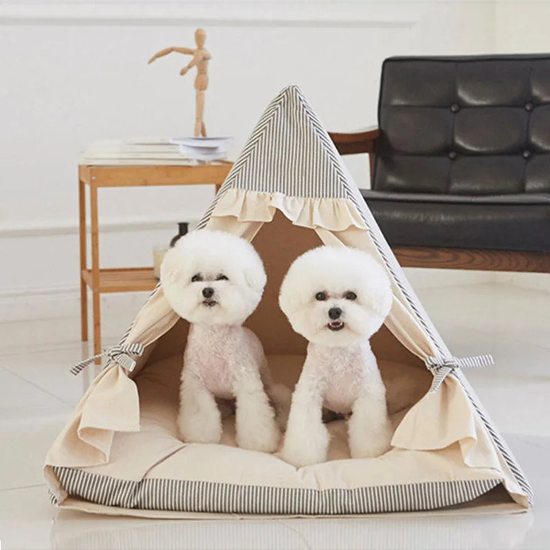 Pine Wood Pet Teepee Tent Bed — Washable & Breathable | Dogs & Cats
