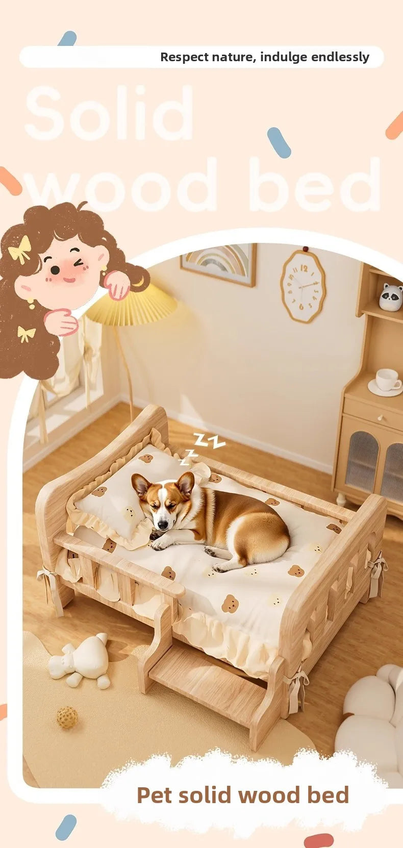 Solid Wood Pet Sofa Bed & Cat Condo | All-Season Dog & Cat Furniture