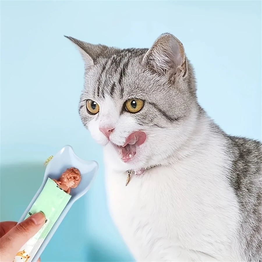 Cat Lickable Treat Squeeze Spoon | Liquid Snack Feeder for Cats