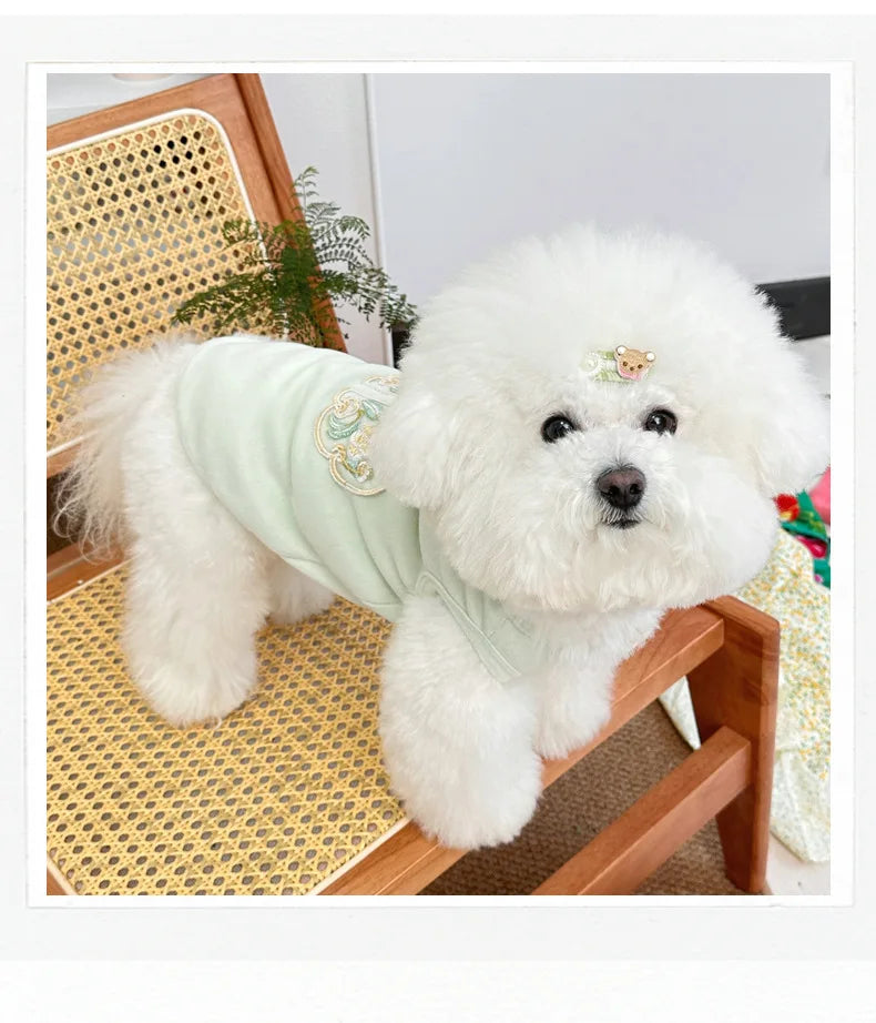 Dog Clothes Chinese Chi-pao Clothes for Small Dog French Bulldog Sweatshirt Pet Dogs Cats Jacket Coat Classic Chihuahua Clothes