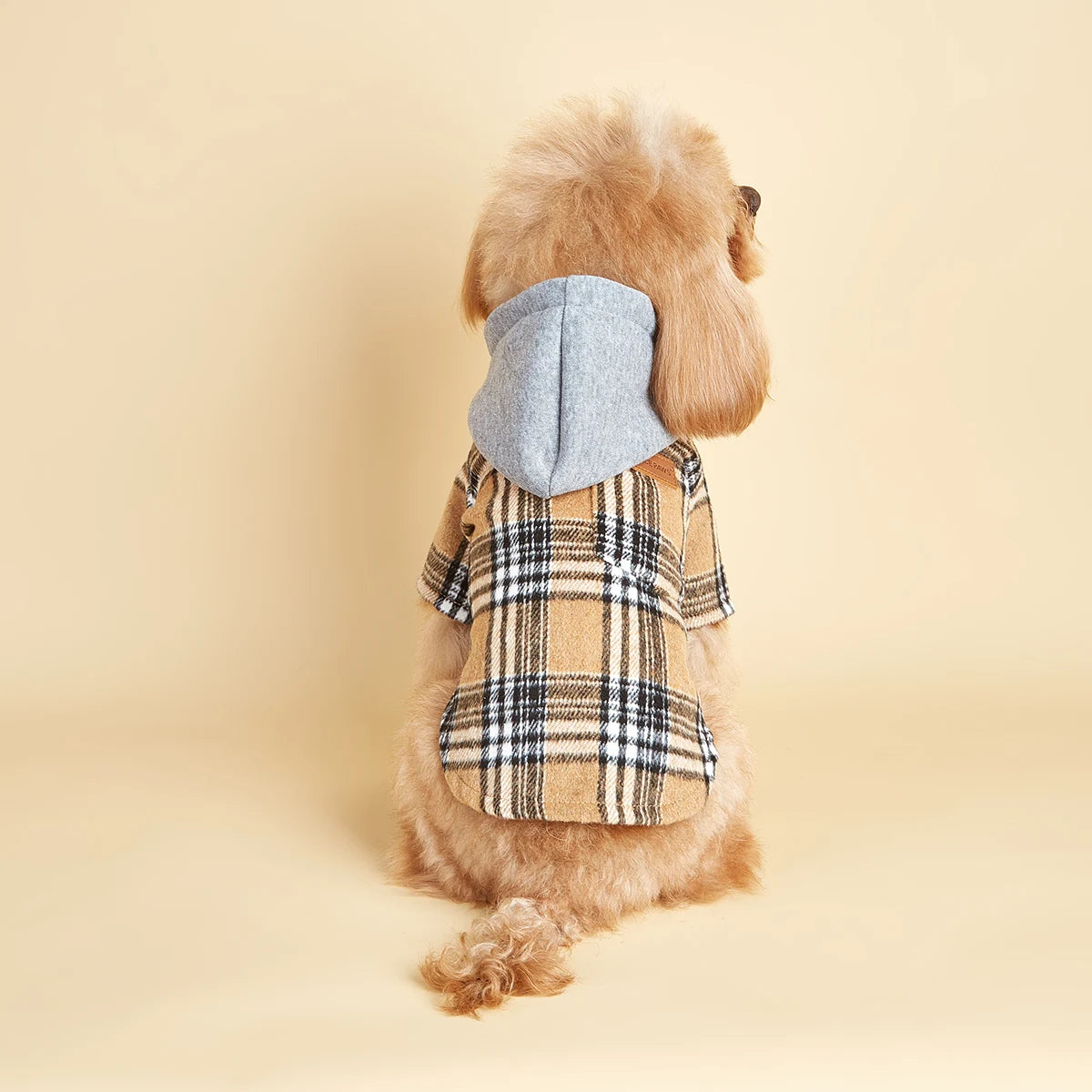 Dog Clothes Hoodie for Small Dogs Costume Puppy Sweatshirts Classical Plaid Pet Doggie Clothes with Pocket Soft Warm Pet Cats C