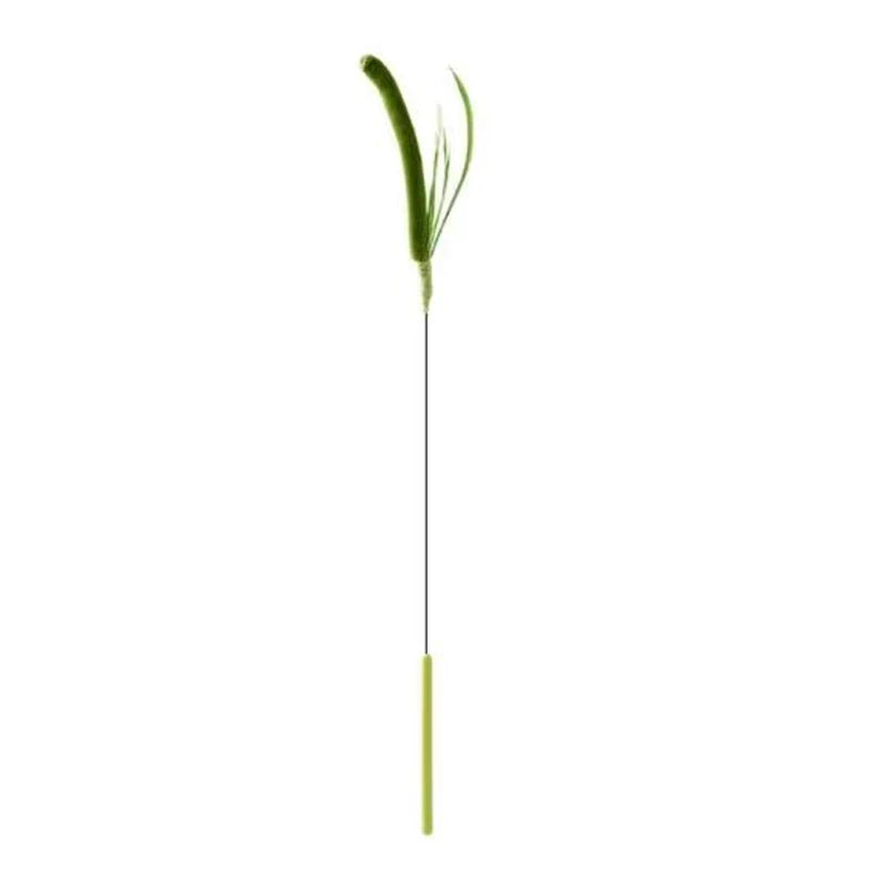 Cat Teaser Wand Toy | Crinkle Tail Grass Stick for Kittens & Cats