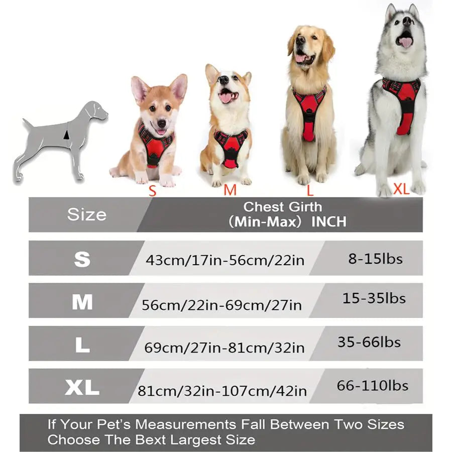 No Pull Dog Harness | Front Clip Heavy Duty Reflective | Easy Control Handle