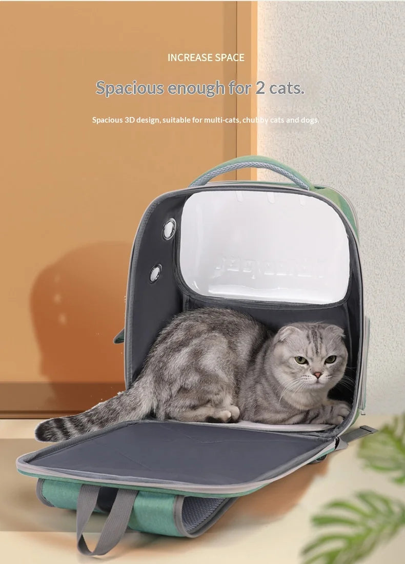 Breathable Pet Backpack Travel Hiking Outdoor Large Capacity Hands Free Adjustable Straps Portable Dog Cat Carrier Dog Car Seat