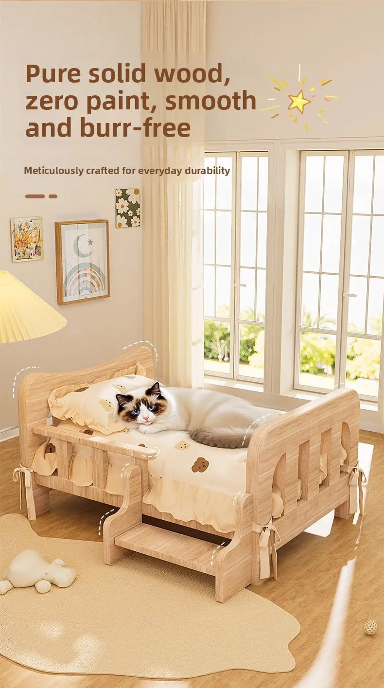 Solid Wood Pet Sofa Bed & Cat Condo | All-Season Dog & Cat Furniture