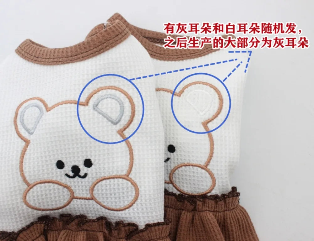 Cute Couple Dog Clothes Pet Dresses Shirt Waffle Cat Dog Shirt Puppy Pet Skirt Clothing for perro Dogs Cats Chihuahua Yorkie