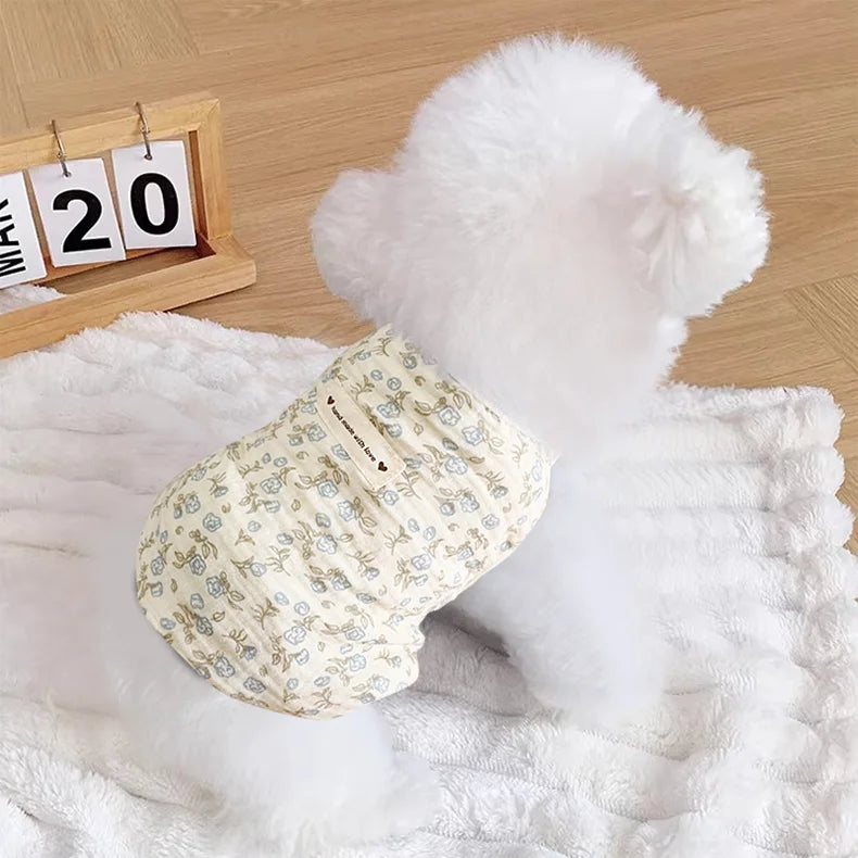Adorable Dog Clothes for Small Breeds Autumn Anti-Dirt Anti-Hair Shedding Button Vest Teddy Bichon Cute Autumn Outfit Pet Sup...