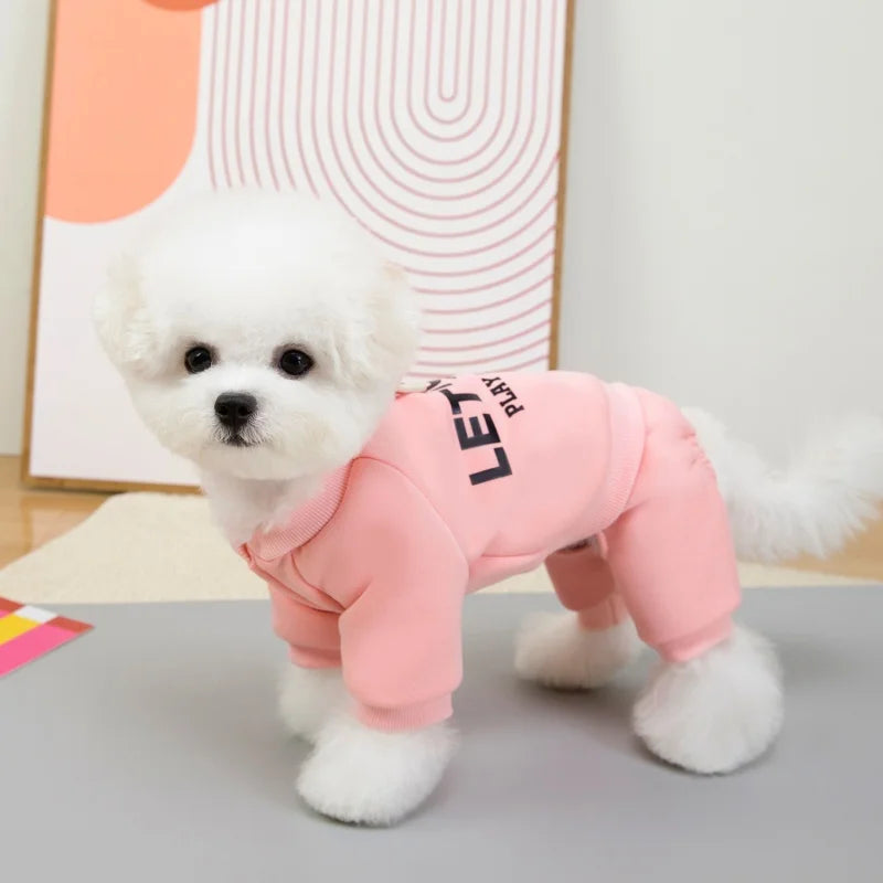 Warm Dog Jumpsuit & Sweatshirt | Polyester Pet Clothes for Small Dogs & Cats