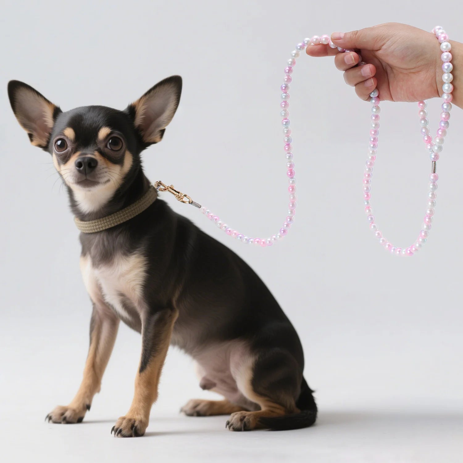 Luxury Pearl Dog Leash | Adjustable Beaded Lead for Small Dogs & Cats