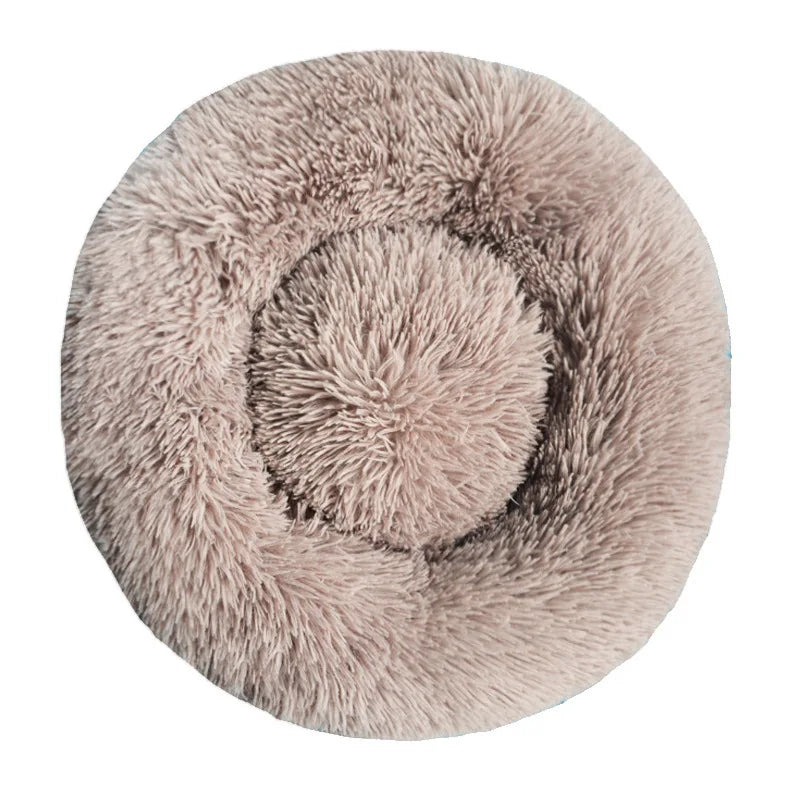 Round Plush Pet Bed – Washable Dog & Cat Sofa Bed