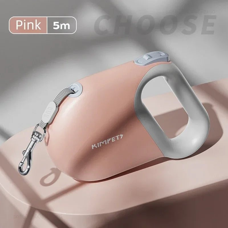5M Retractable Dog Leash | Reflective Belt, Auto-Lock Safety Walking Rope