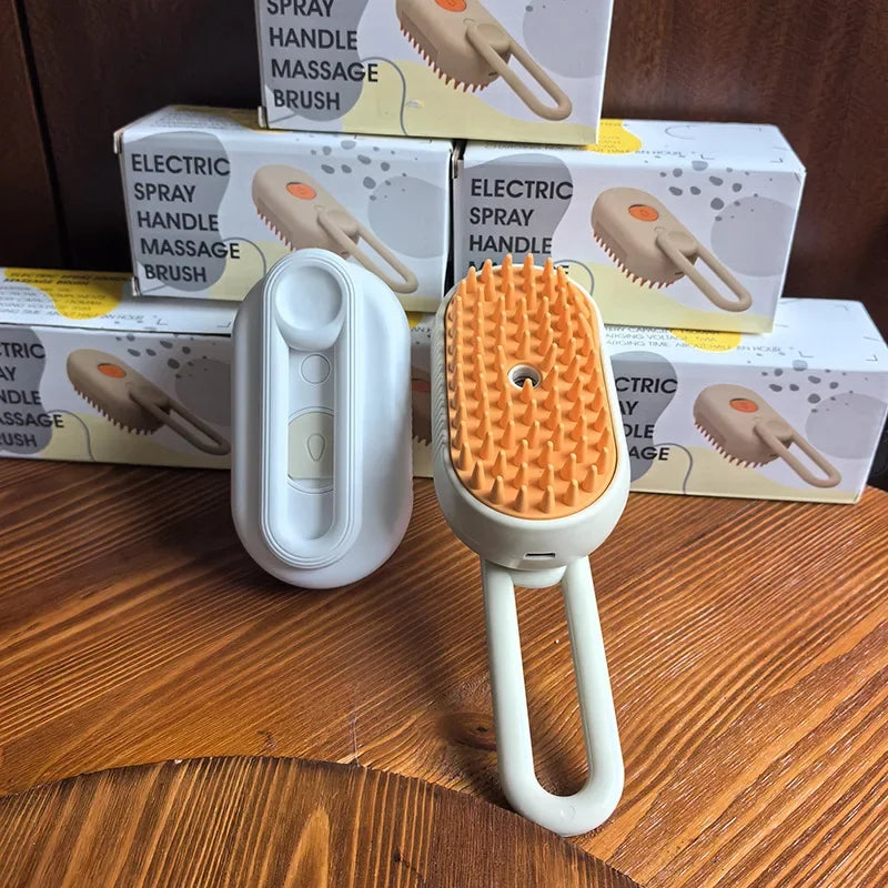 3-in-1 Pet Steam Brush | Spray, Massage & Grooming Comb for Cats & Dogs