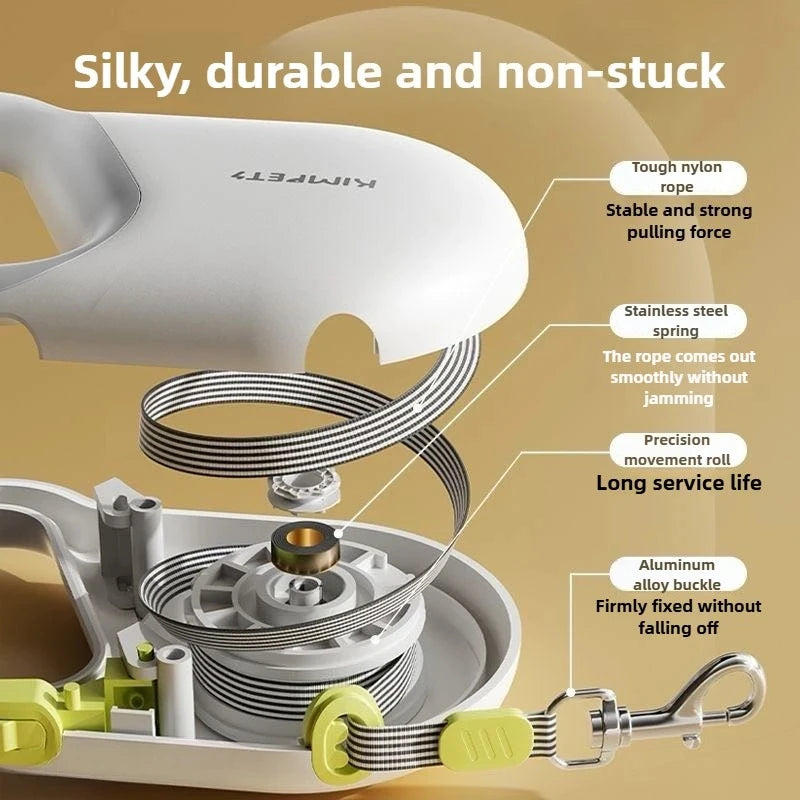 5M Retractable Dog Leash | Reflective Belt, Auto-Lock Safety Walking Rope