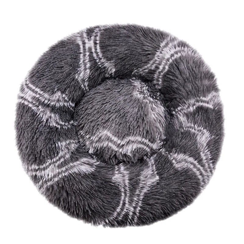 Round Plush Pet Bed – Washable Dog & Cat Sofa Bed