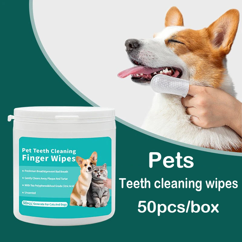 Pet cleaning products Disposable finger toothbrush Pet teeth cleaning finger covers wet wipes Dog and cat oral cleaning