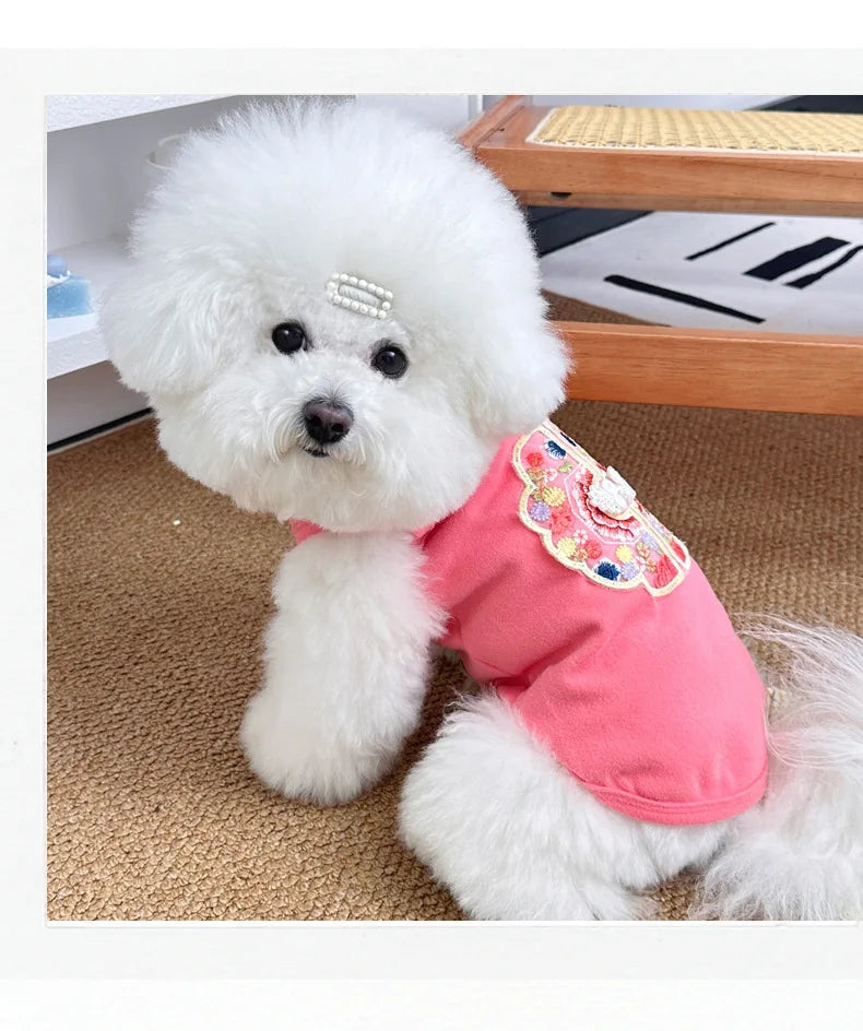 Dog Clothes Chinese Chi-pao Clothes for Small Dog French Bulldog Sweatshirt Pet Dogs Cats Jacket Coat Classic Chihuahua Clothes