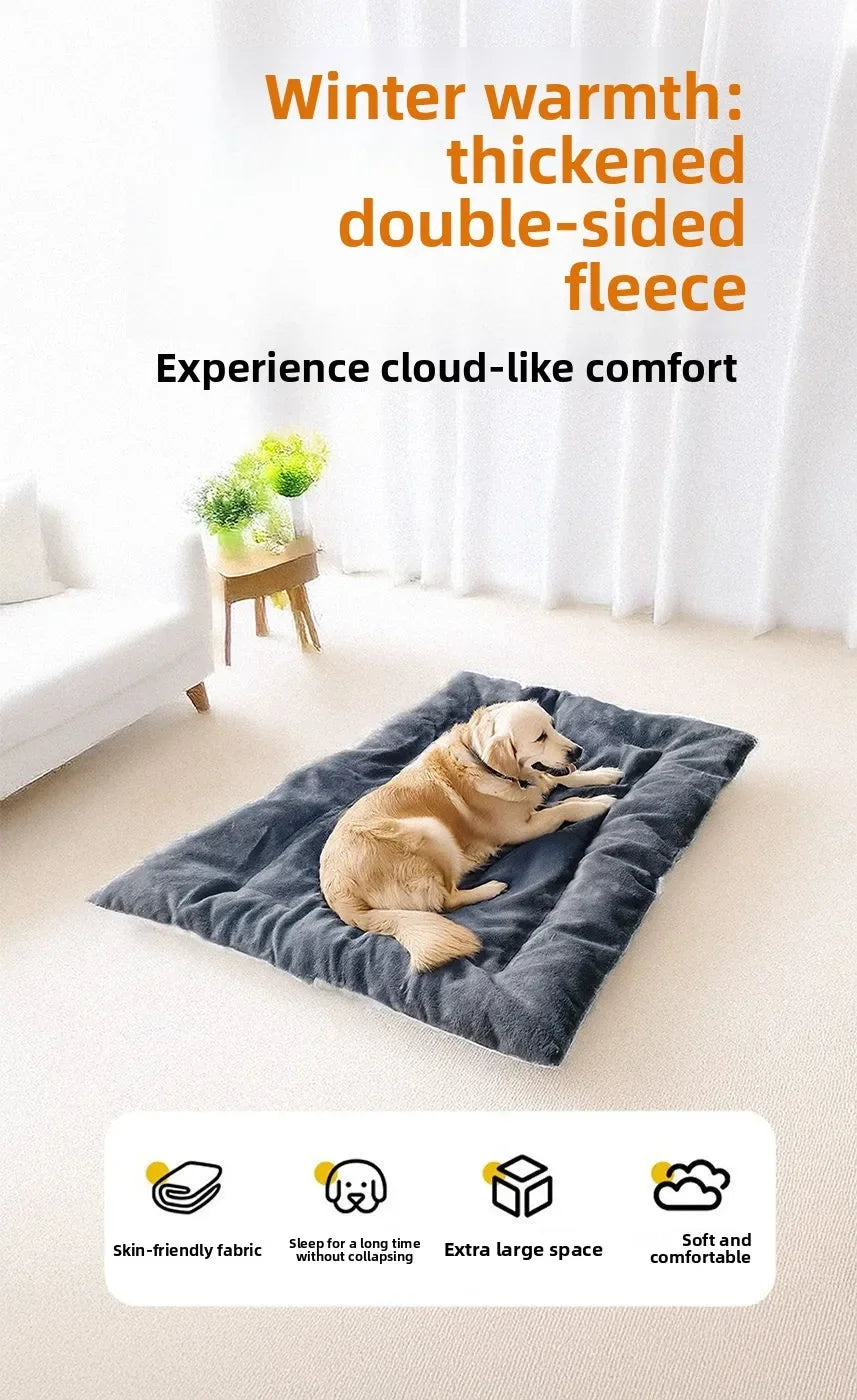 Large Size Dog Bed Mat Sleeping Pad for Winter Use Keep Warm Double-sided Use Golden Retriever Stress-relieving Sleeping Pad