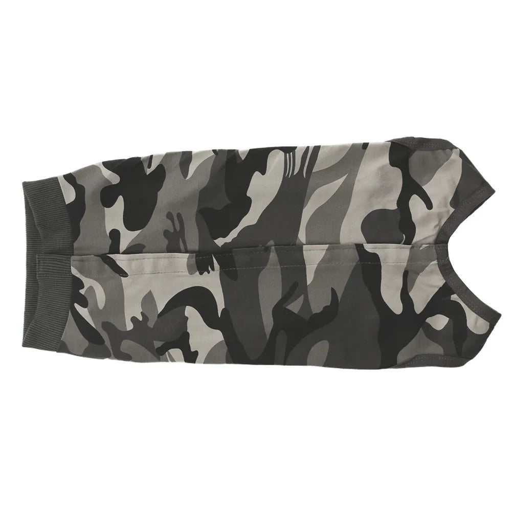 Pet Clothes Dog Jumpsuit Pajamas High Elastic Camouflage Strips Vest Wrap Belly Surgical Wear Tracksuit For Girl Boy Clothing