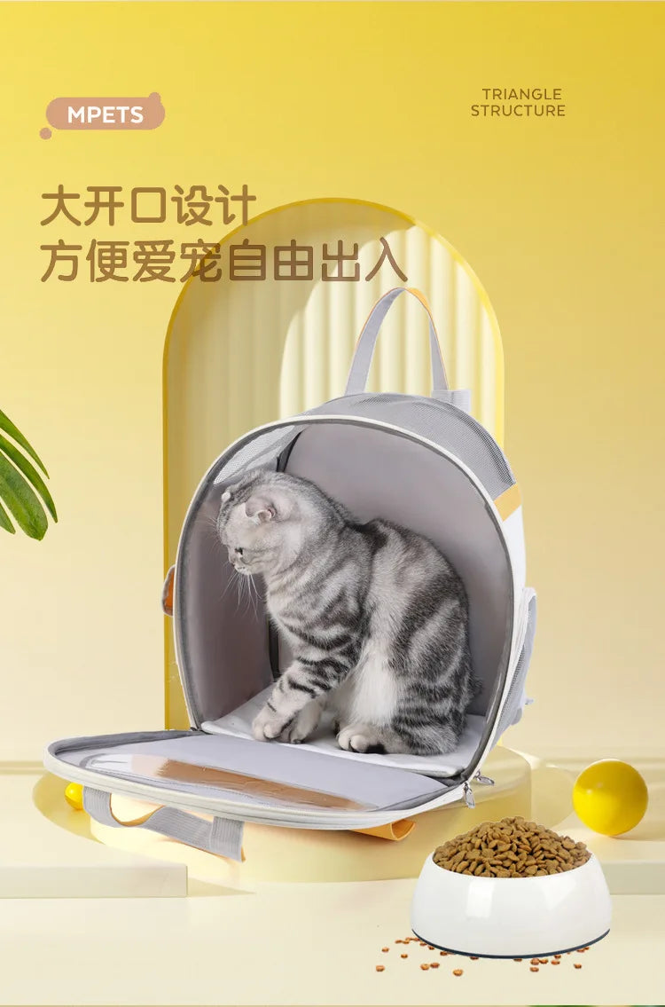 Portable Breathable Backpack for Carrying Pet Cats and Small Dogs - Pet Travel Supplies for Outdoor Use