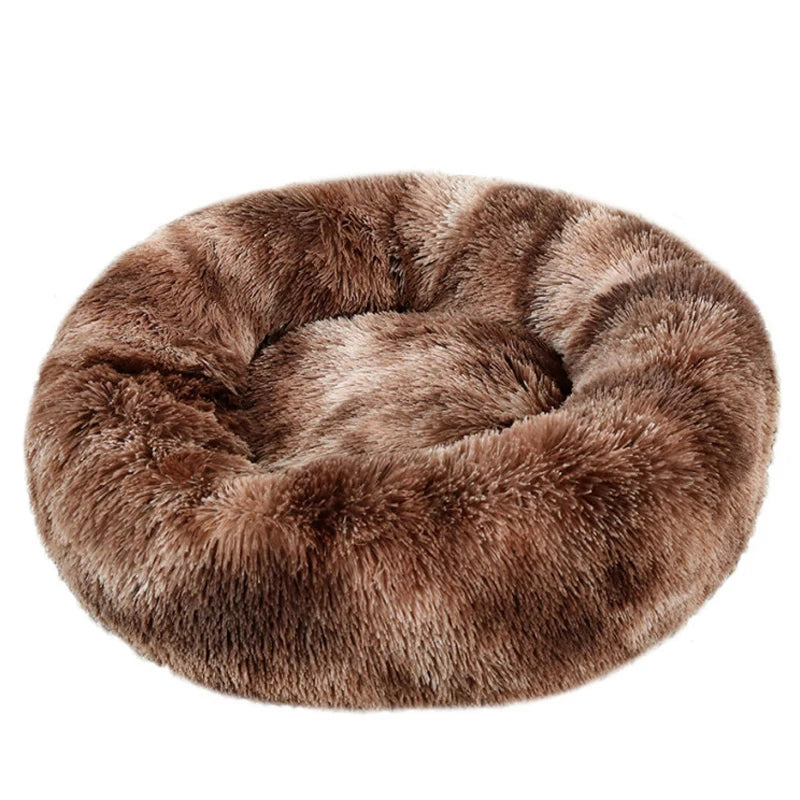 Round Plush Pet Bed – Washable Dog & Cat Sofa Bed