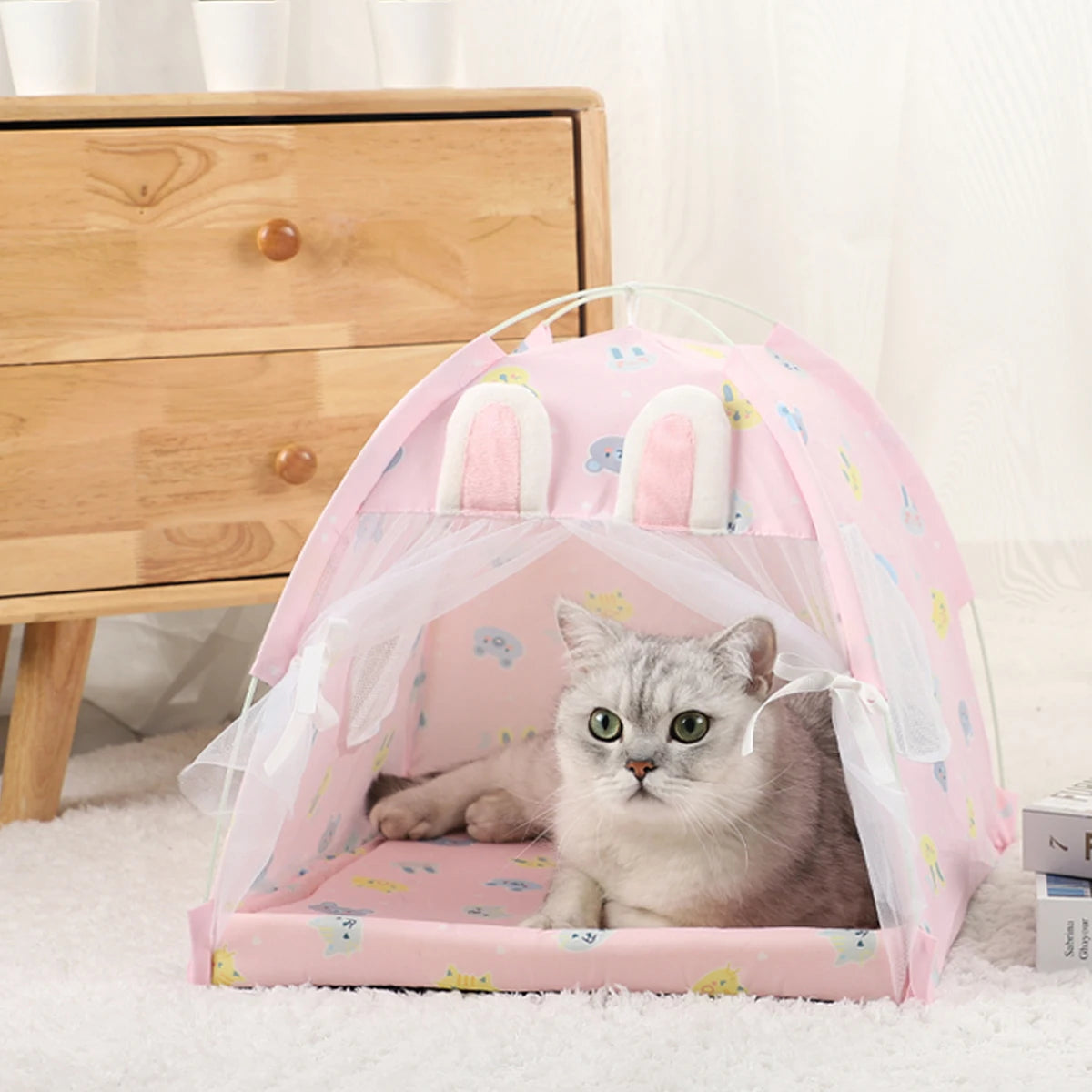 Winter Clamshell Cat Tent Bed | Warm & Breathable Kitten House