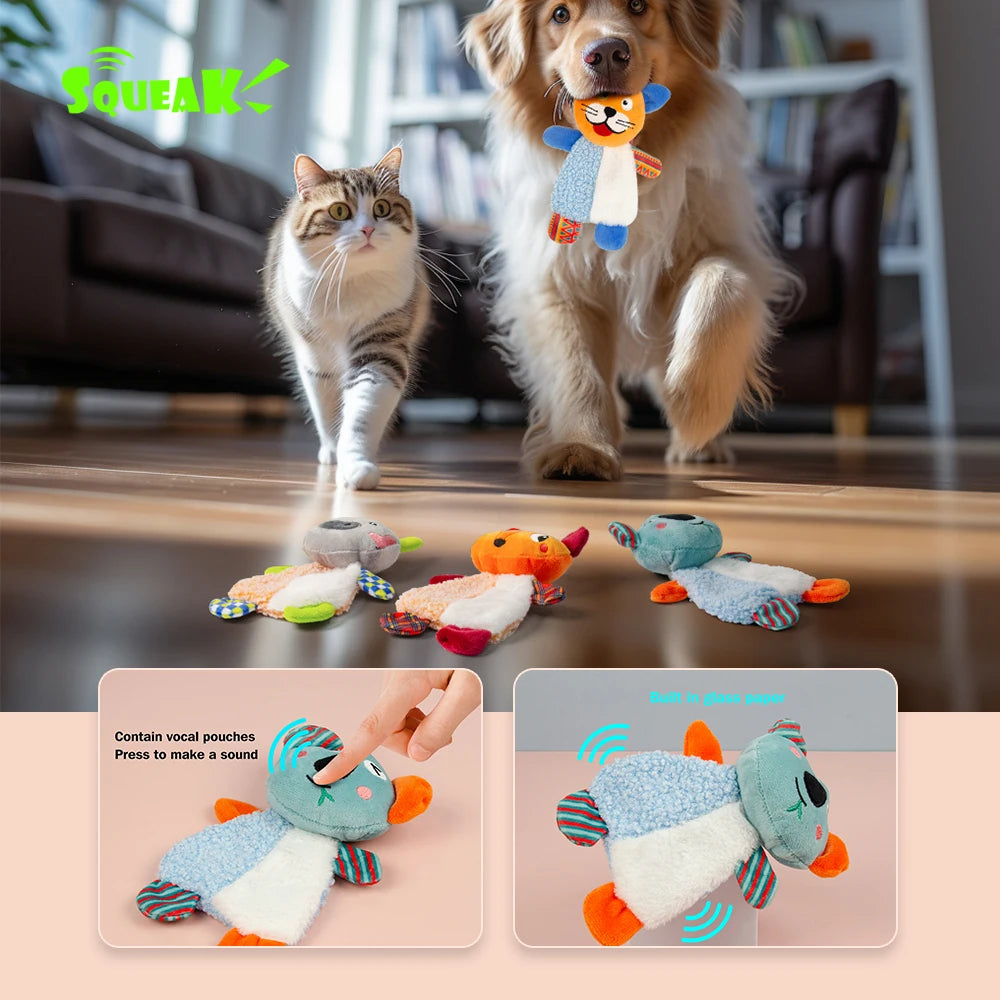 Plush Squeaky Dog Toy — Adorable Animal Designs for Small, Medium & Large Dogs