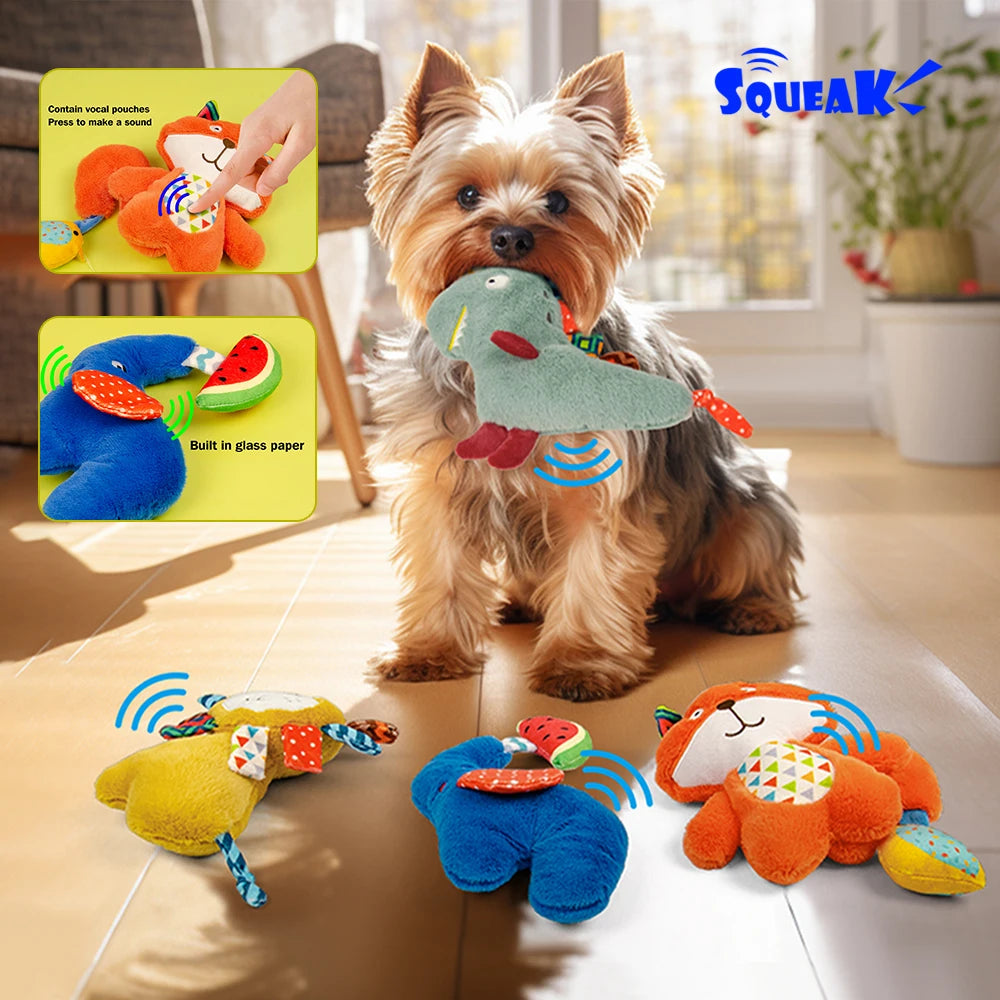 Plush Squeaky Dog Toy — Adorable Animal Designs for Small, Medium & Large Dogs