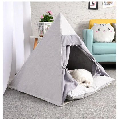 Pine Wood Pet Teepee Tent Bed — Washable &amp; Breathable | Dogs &amp; Cats