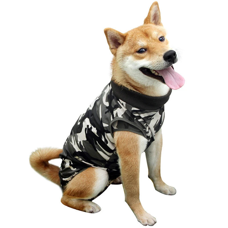 Pet Clothes Dog Jumpsuit Pajamas High Elastic Camouflage Strips Vest Wrap Belly Surgical Wear Tracksuit For Girl Boy Clothing