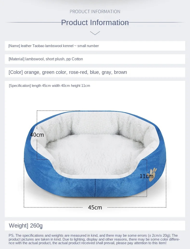 Plush Cashmere Pet Bed Sofa Lounger for Dogs & Cats
