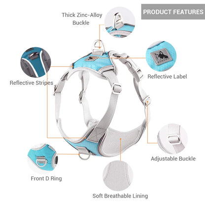 No Pull Dog Harness Soft Reflective Puppy Harness for Small Medium Dogs Adjustable Pet Harness for Boston Terrier French Bulldog