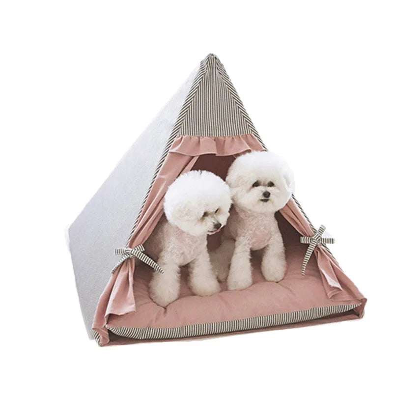 Pine Wood Pet Teepee Tent Bed — Washable &amp; Breathable | Dogs &amp; Cats