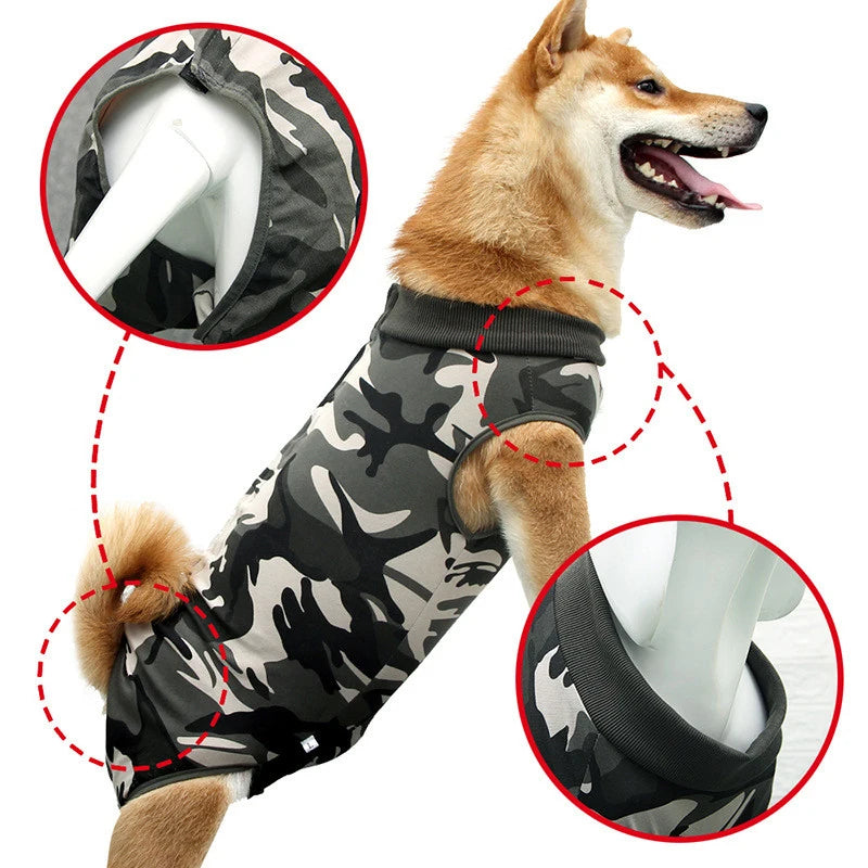 Pet Clothes Dog Jumpsuit Pajamas High Elastic Camouflage Strips Vest Wrap Belly Surgical Wear Tracksuit For Girl Boy Clothing