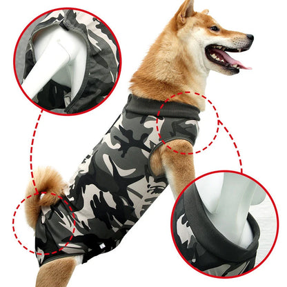Pet Clothes Dog Jumpsuit Pajamas High Elastic Camouflage Strips Vest Wrap Belly Surgical Wear Tracksuit For Girl Boy Clothing