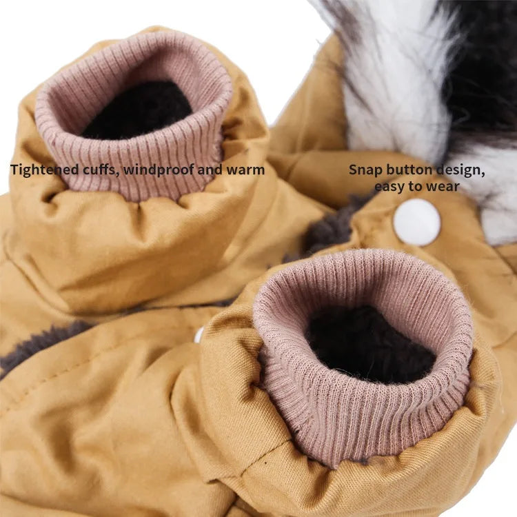 Manufacturer Wholesale Autumn and Winter Dog Clothes Jackets With Waterproof Fur Hoodie Thicken Double Pocket Warm Clothes