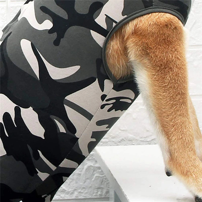 Pet Clothes Dog Jumpsuit Pajamas High Elastic Camouflage Strips Vest Wrap Belly Surgical Wear Tracksuit For Girl Boy Clothing
