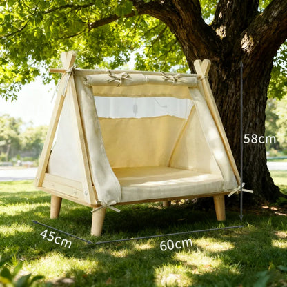 Four-Season Pet Tent | Triangular Wooden Den for Cats &amp; Dogs