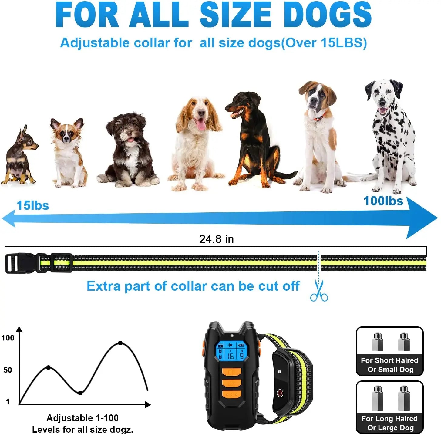 1000ft Pet Dog Training Collar with Remote Rechargeable Waterproof LCD Beep Vibration Shock Collar