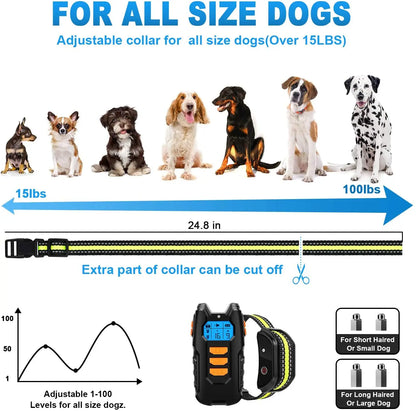 1000ft Pet Dog Training Collar with Remote Rechargeable Waterproof LCD Beep Vibration Shock Collar