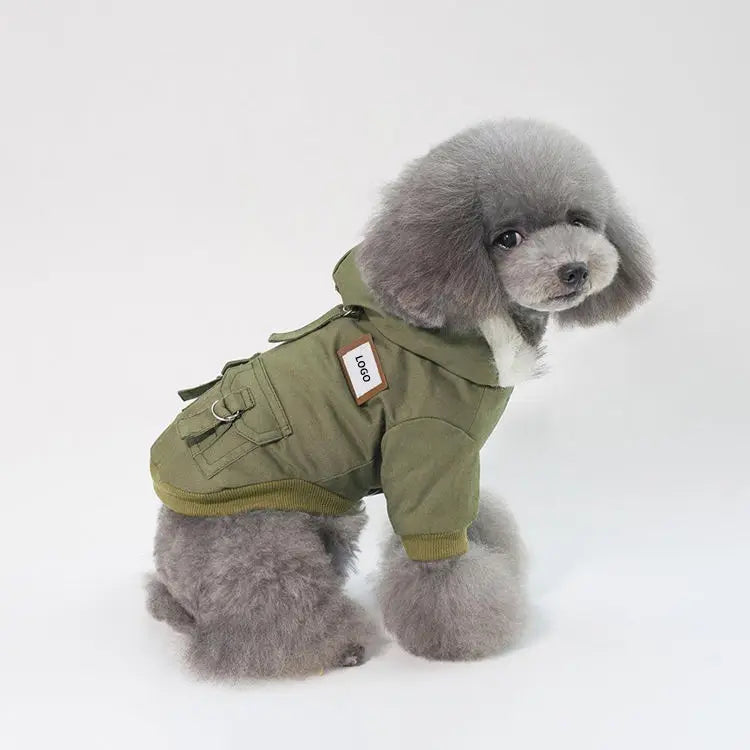 Manufacturer Wholesale Autumn and Winter Dog Clothes Jackets With Waterproof Fur Hoodie Thicken Double Pocket Warm Clothes