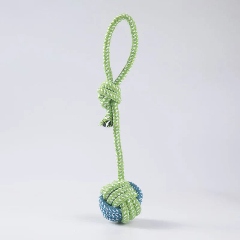 Cotton Rope Dog Toy Ball — Interactive Toothbrush Chew Toy for Small & Large Dogs