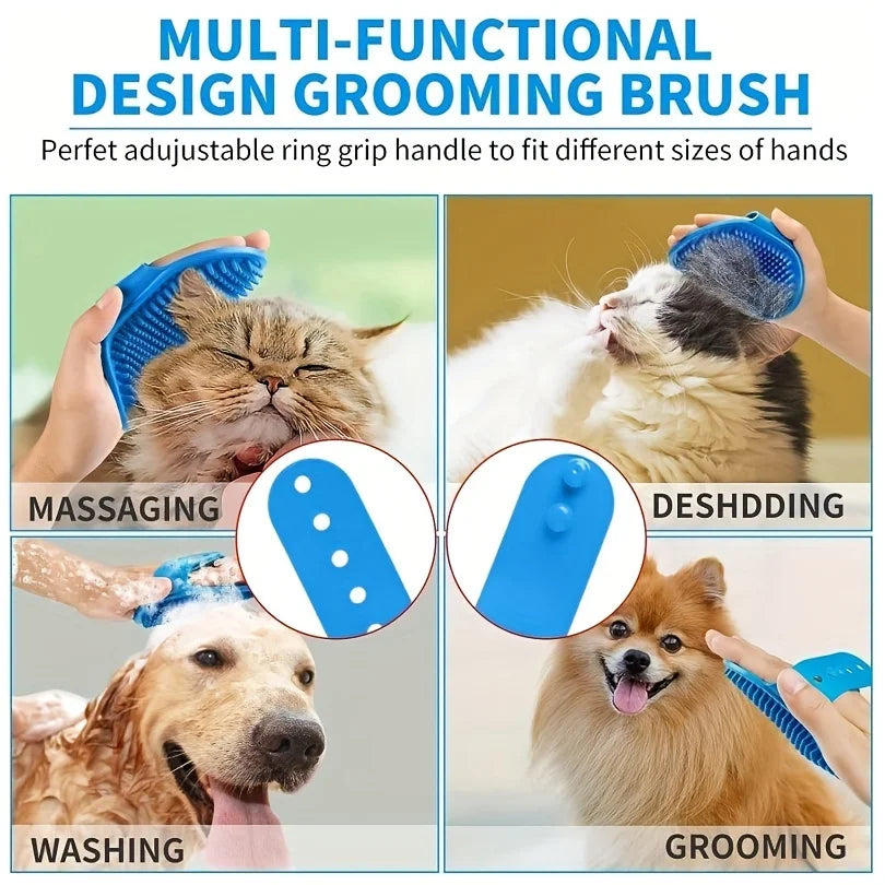 Petdashian 2-Piece Grooming Glove & Brush Kit | De-Shedding Bath Tool for Dogs, Cats & Rabbits