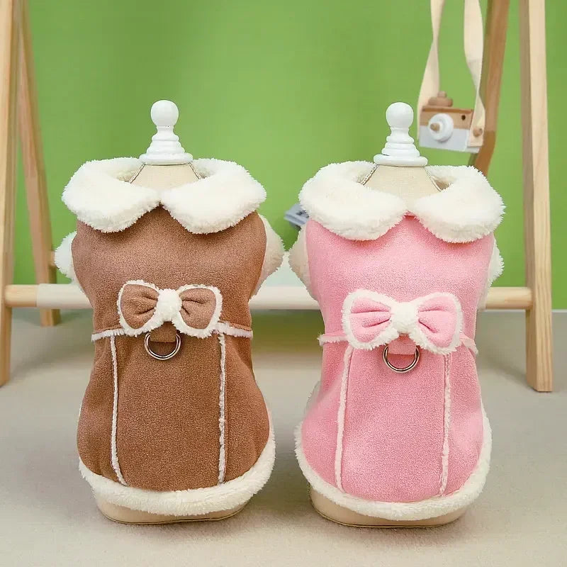 Winter Bow Cotton Jacket for Small Dogs & Cats