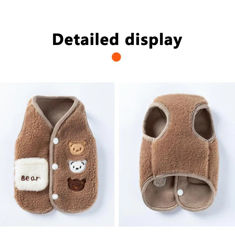 Fleece Animal Print Dog & Cat Vest – Warm Autumn Winter Puppy Jacket