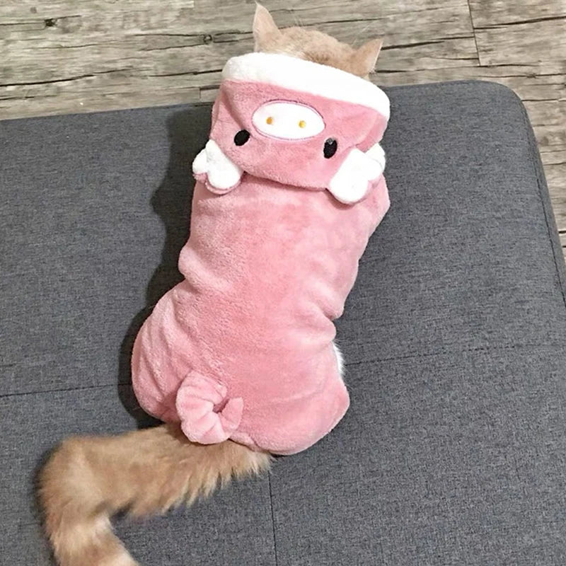 Fleece Animal Hoodie Jumpsuit for Dogs & Cats