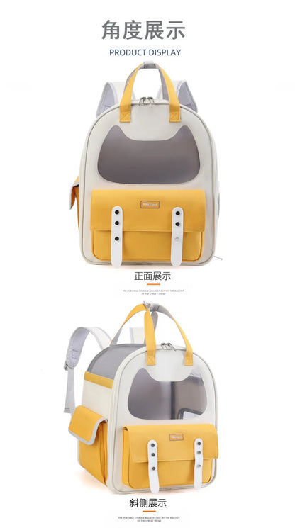 Portable Breathable Backpack for Carrying Pet Cats and Small Dogs - Pet Travel Supplies for Outdoor Use