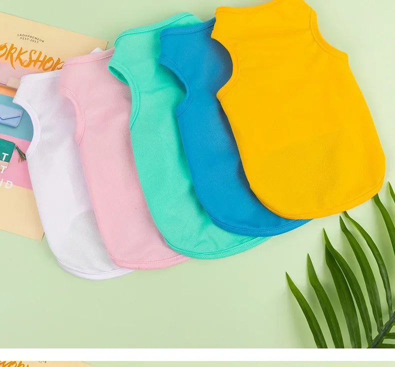 Spring Summer New Dog Clothes Thin Breathable Small Dog Teddy French Bucket Clothes Universal Pet Solid Color Vest Pet Clothes