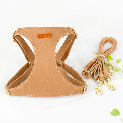 No Pull XXS Puppy Harness with Multifunction Dog Leash Soft Adjustable No Choke Escape Proof Pet Harness Vest Caramel Dog Chest