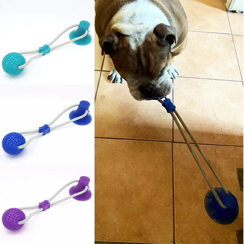 Interactive Suction Cup Dog Chew Toy — TPR Ball with Elastic Rope for Teeth Cleaning