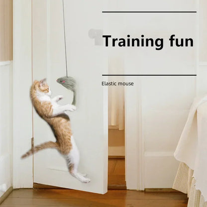 Hanging Door Mouse Cat Toy | Retractable Self-Play Interactive Scratch Rope